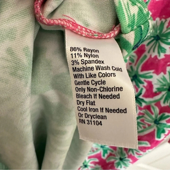 NWT Crown & Ivy Size XL V Neck Garden Party Palm Tree Knit Dress Pink Green New - Picture 4 of 5